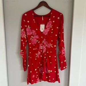 Free People Long Sleeve Mini Dress SMALL